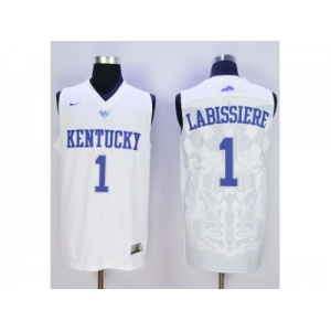 NCAA Men Kentucky Wildcats #1 Skal Labissiere White Basketball Stitched Jersey