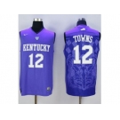 NCAA Men Kentucky Wildcats #12 Karl-Anthony Towns Blue Basketball Stitched Jersey