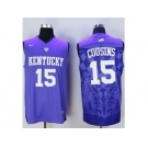 NCAA Men Kentucky Wildcats #15 DeMarcus Cousins Blue Basketball Stitched Jersey