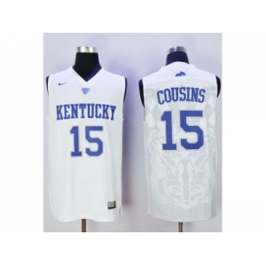 NCAA Men Kentucky Wildcats #15 DeMarcus Cousins White Basketball Stitched Jersey