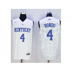 NCAA Men Kentucky Wildcats #4 Rajon Rondo White Basketball Stitched Jersey