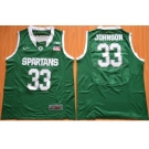 NCAA Men Michigan State Spartans #33 Magic Johnson Green Authentic Basketball Stitched Jersey