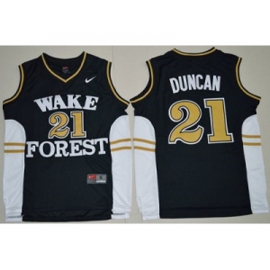 Wake Forest Demon Deacons #21 Tim Duncan Black Basketball Stitched NCAA Jersey