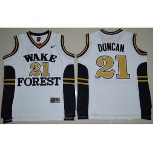 Wake Forest Demon Deacons #21 Tim Duncan White Basketball Stitched NCAA Jersey