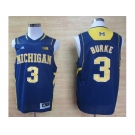 ncaa Michigan Wolverines Trey #3 Basketball Authentic Burke Navy Blue