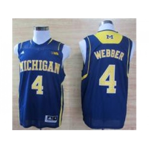 ncaa Michigan Wolverines Trey #4 Webber Basketball Authentic Navy Blue