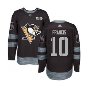 Adidas Pittsburgh Penguins #10 Ron Francis Authentic Black 1917-2017 100th Anniversary NHL Jersey