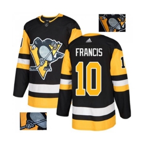 Adidas Pittsburgh Penguins #10 Ron Francis Authentic Black Fashion Gold NHL Jersey