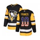 Adidas Pittsburgh Penguins #10 Ron Francis Authentic Black USA Flag Fashion NHL Jersey