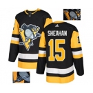 Adidas Pittsburgh Penguins #15 Riley Sheahan Authentic Black Fashion Gold NHL Jersey