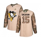 Adidas Pittsburgh Penguins #15 Riley Sheahan Authentic Camo Veterans Day Practice NHL Jersey