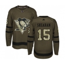 Adidas Pittsburgh Penguins #15 Riley Sheahan Authentic Green Salute to Service NHL Jersey