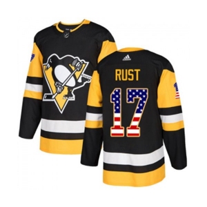 Adidas Pittsburgh Penguins #17 Bryan Rust Authentic Black USA Flag Fashion NHL Jersey