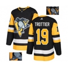 Adidas Pittsburgh Penguins #19 Bryan Trottier Authentic Black Fashion Gold NHL Jersey