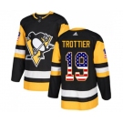 Adidas Pittsburgh Penguins #19 Bryan Trottier Authentic Black USA Flag Fashion NHL Jersey