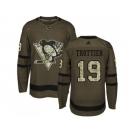 Adidas Pittsburgh Penguins #19 Bryan Trottier Green Salute to Service Stitched NHL Jersey