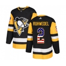 Adidas Pittsburgh Penguins #2 Chad Ruhwedel Authentic Black USA Flag Fashion NHL Jersey