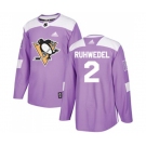 Adidas Pittsburgh Penguins #2 Chad Ruhwedel Authentic Purple Fights Cancer Practice NHL Jersey