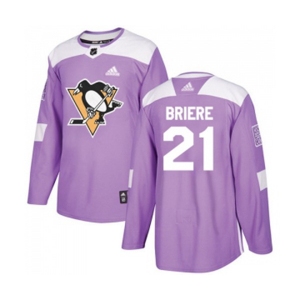 Adidas Pittsburgh Penguins #21 Michel Briere Authentic Purple Fights Cancer Practice NHL Jersey