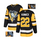 Adidas Pittsburgh Penguins #22 Matt Hunwick Authentic Black Fashion Gold NHL Jersey