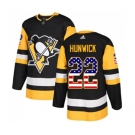 Adidas Pittsburgh Penguins #22 Matt Hunwick Authentic Black USA Flag Fashion NHL Jersey