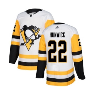 Adidas Pittsburgh Penguins #22 Matt Hunwick Authentic White Away NHL Jersey