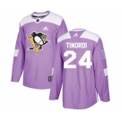 Adidas Pittsburgh Penguins #24 Jarred Tinordi Authentic Purple Fights Cancer Practice NHL Jersey