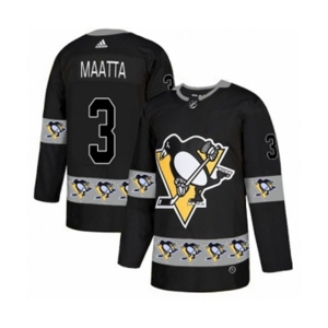 Adidas Pittsburgh Penguins #3 Olli Maatta Authentic Black Team Logo Fashion NHL Jersey