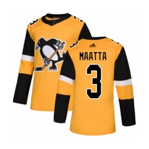 Adidas Pittsburgh Penguins #3 Olli Maatta Authentic Gold Alternate NHL Jersey