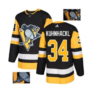 Adidas Pittsburgh Penguins #34 Tom Kuhnhackl Authentic Black Fashion Gold NHL Jersey