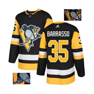 Adidas Pittsburgh Penguins #35 Tom Barrasso Authentic Black Fashion Gold NHL Jersey