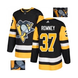 Adidas Pittsburgh Penguins #37 Carter Rowney Authentic Black Fashion Gold NHL Jersey