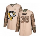 Adidas Pittsburgh Penguins #38 Derek Grant Authentic Camo Veterans Day Practice NHL Jersey