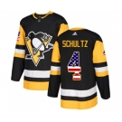 Adidas Pittsburgh Penguins #4 Justin Schultz Authentic Black USA Flag Fashion NHL Jersey