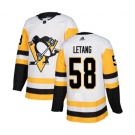 Adidas Pittsburgh Penguins #58 Kris Letang Authentic White Away NHL Jersey