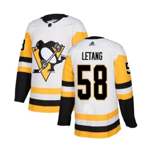 Adidas Pittsburgh Penguins #58 Kris Letang Authentic White Away NHL Jersey