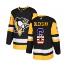 Adidas Pittsburgh Penguins #6 Jamie Oleksiak Authentic Black USA Flag Fashion NHL Jersey