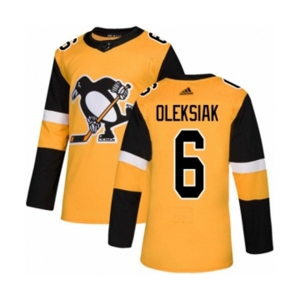 Adidas Pittsburgh Penguins #6 Jamie Oleksiak Authentic Gold Alternate NHL Jersey