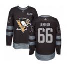 Adidas Pittsburgh Penguins #66 Mario Lemieux Authentic Black 1917-2017 100th Anniversary NHL Jersey