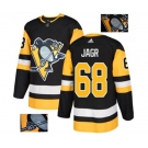 Adidas Pittsburgh Penguins #68 Jaromir Jagr Authentic Black Fashion Gold NHL Jersey