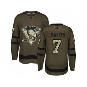 Adidas Pittsburgh Penguins #7 Paul Martin Green Salute to Service Stitched NHL Jersey
