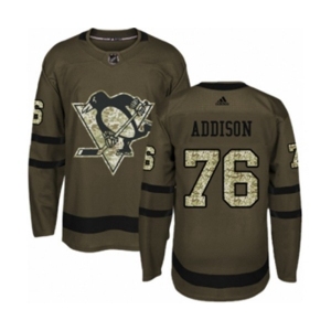 Adidas Pittsburgh Penguins #76 Calen Addison Authentic Green Salute to Service NHL Jersey