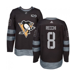 Adidas Pittsburgh Penguins #8 Mark Recchi Authentic Black 1917-2017 100th Anniversary NHL Jersey