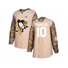 Men Adidas Pittsburgh Penguins #10 Ron Francis Camo Authentic 2017 Veterans Day Stitched NHL Jersey