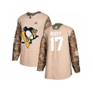 Men Adidas Pittsburgh Penguins #17 Bryan Rust Camo Authentic 2017 Veterans Day Stitched NHL Jersey