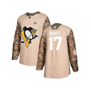 Men Adidas Pittsburgh Penguins #17 Bryan Rust Camo Authentic 2017 Veterans Day Stitched NHL Jersey