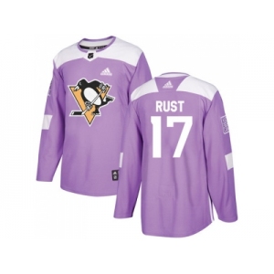 Men Adidas Pittsburgh Penguins #17 Bryan Rust Purple Authentic Fights Cancer Stitched NHL Jersey