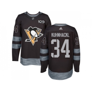 Men Adidas Pittsburgh Penguins #34 Tom Kuhnhackl Black 1917-2017 100th Anniversary Stitched NHL Jersey