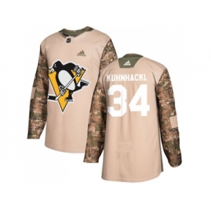 Men Adidas Pittsburgh Penguins #34 Tom Kuhnhackl Camo Authentic 2017 Veterans Day Stitched NHL Jersey