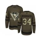 Men Adidas Pittsburgh Penguins #34 Tom Kuhnhackl Green Salute to Service Stitched NHL Jersey